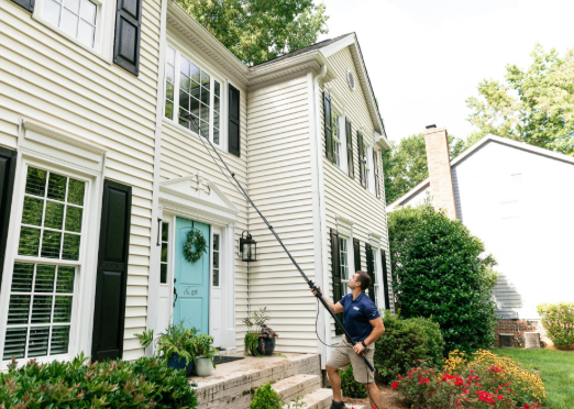 High-reach window cleaning — after window cleaning (Okanagan)